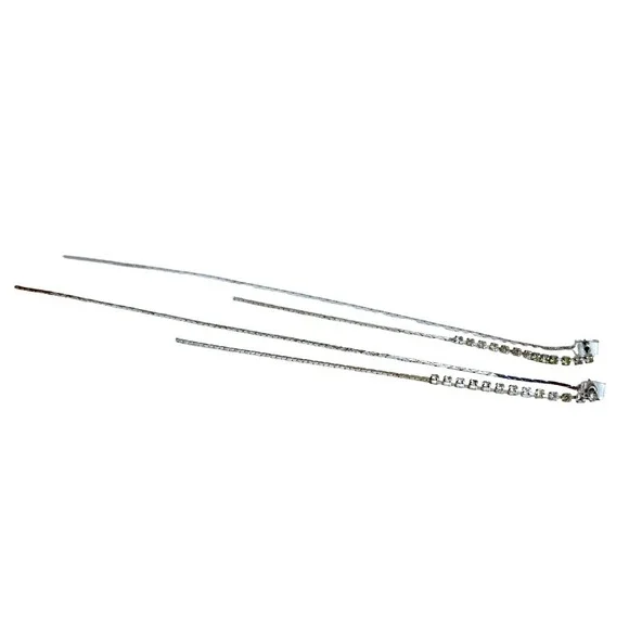 Dramatic Silver Rhinestone Chain Drop Statement Threader Dangle Earrings - Picture 2 of 4